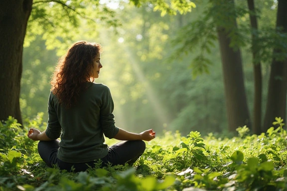 Persona meditando en un entorno tranquilo